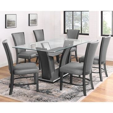 Claremont Camelia 7-Piece Rectangle Dining Set in Dark Gray and Clear, , large