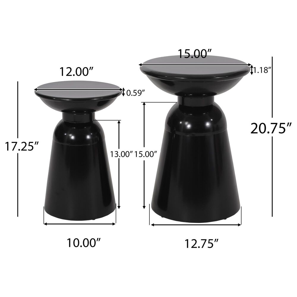 Hearth and Haven Serenita Patio Side Tables in Black &#40;Set of 2&#41;, , large