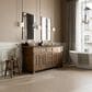 James Martin Vanities Brookfield 72" Double Bathroom Vanity in Pecan with 3cm Parisien Bleu Quartz Top and Rectangular Sinks, , large