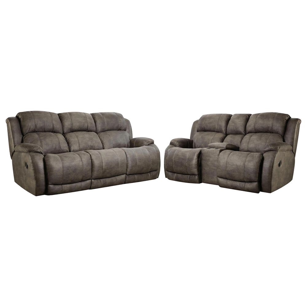 HomeStretch Denali 2-Piece Reclining Living Room Set in Grey, , large