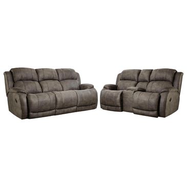HomeStretch Denali 2-Piece Reclining Living Room Set in Grey, , large