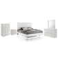 New Heritage Europa 5 Piece Wood King Panel Bedroom Set with Chest and Nightstand in White, , large