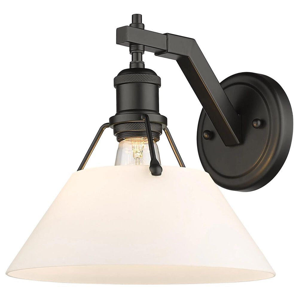 Golden Lighting Orwell 1-Light Wall Sconce with Opal Shade in Matte Black, , large