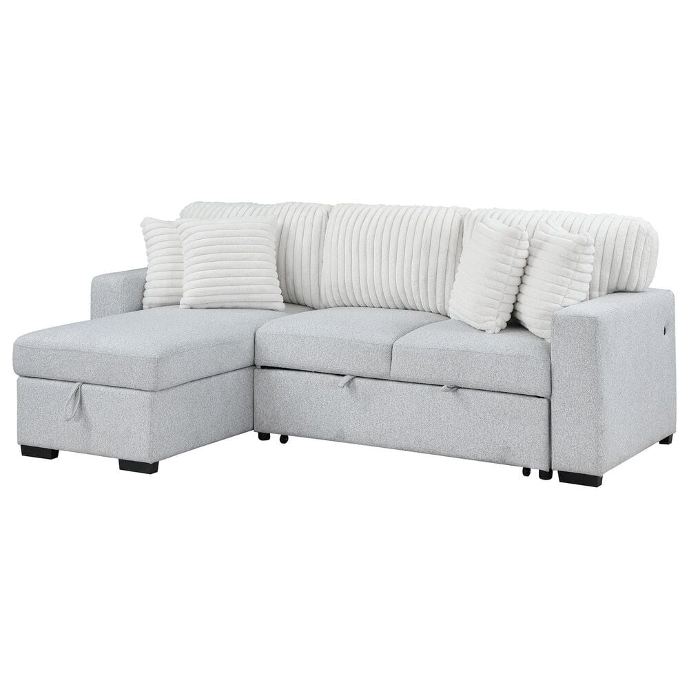 Global Furniture USA Stationary Sofa Sleeper with Reversible Chaise in Grey, , large