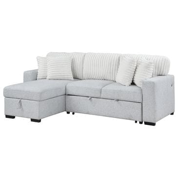 Global Furniture USA Stationary Sofa Sleeper with Reversible Chaise in Grey, , large