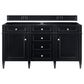James Martin Vanities Brittany 60" Double Bathroom Vanity in Black Onyx with 3 cm Eternal Jasmine Pearl Silestone Top, Rectangular Sinks and FreePower Wireless Charger, , large