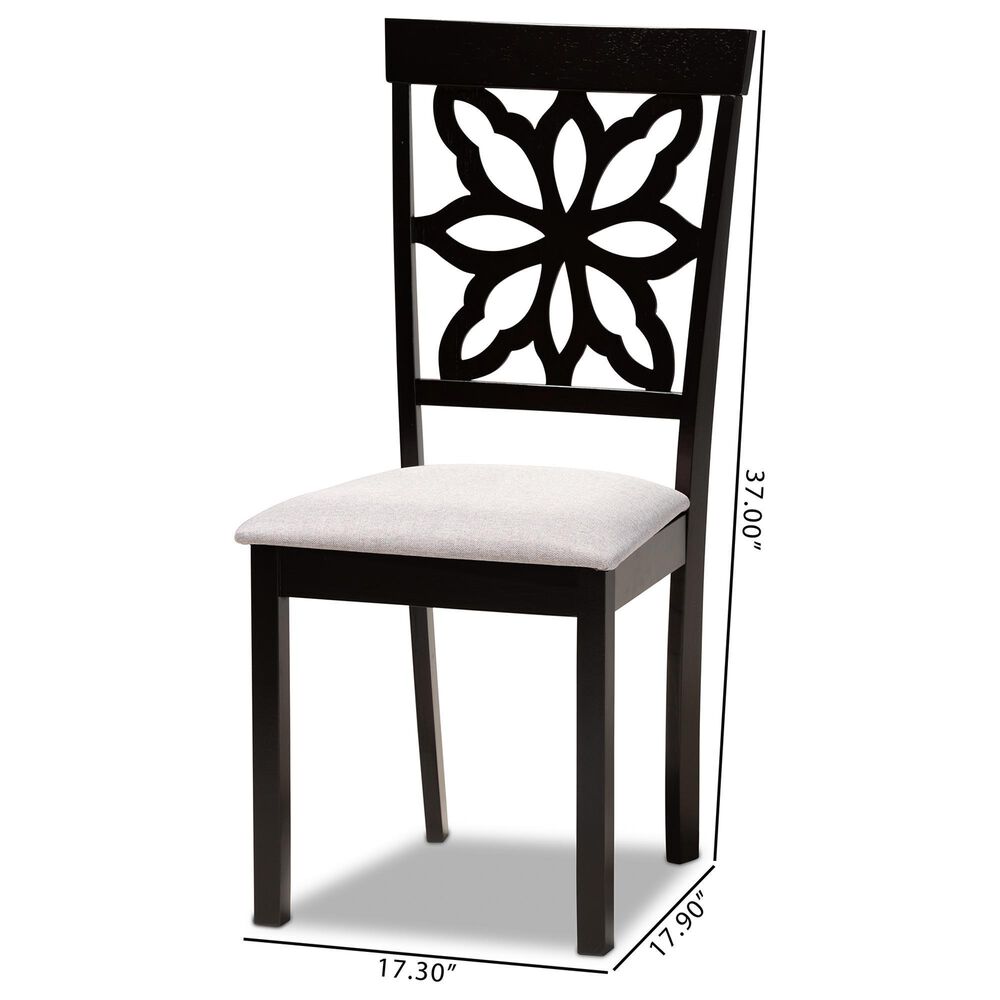 Baxton Studio Samwell Side Chair with Grey Cushion in Dark Brown (Set of 2), , large
