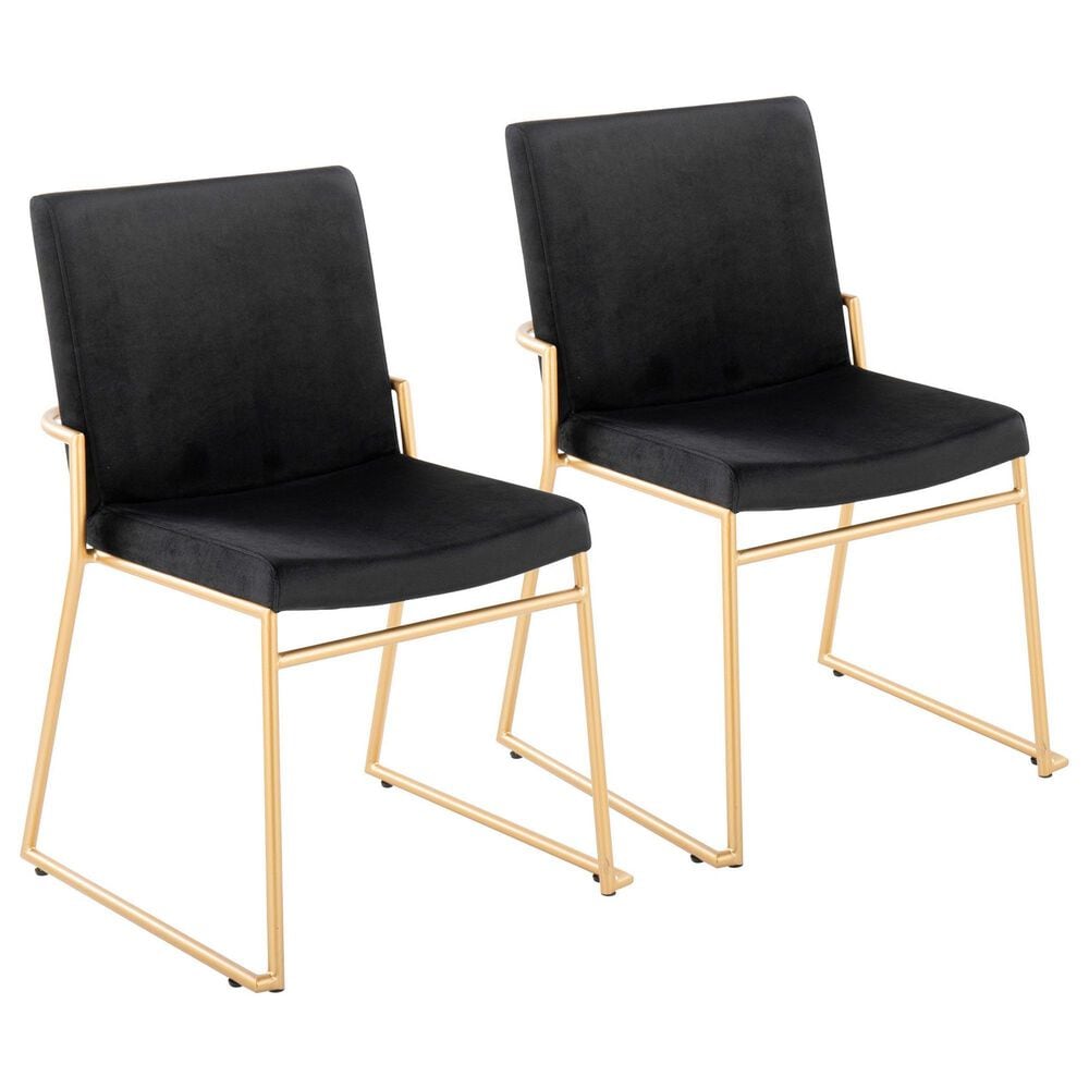 LumiSource Dutchess Side Chair with Black Velvet Cushion in Gold (Set of 2), , large