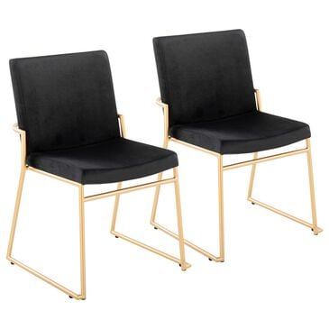 LumiSource Dutchess Side Chair with Black Velvet Cushion in Gold (Set of 2), , large