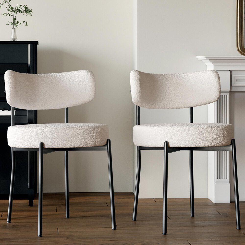 Hearth and Haven Side Chair with White Cushion in Black (Set of 2), , large