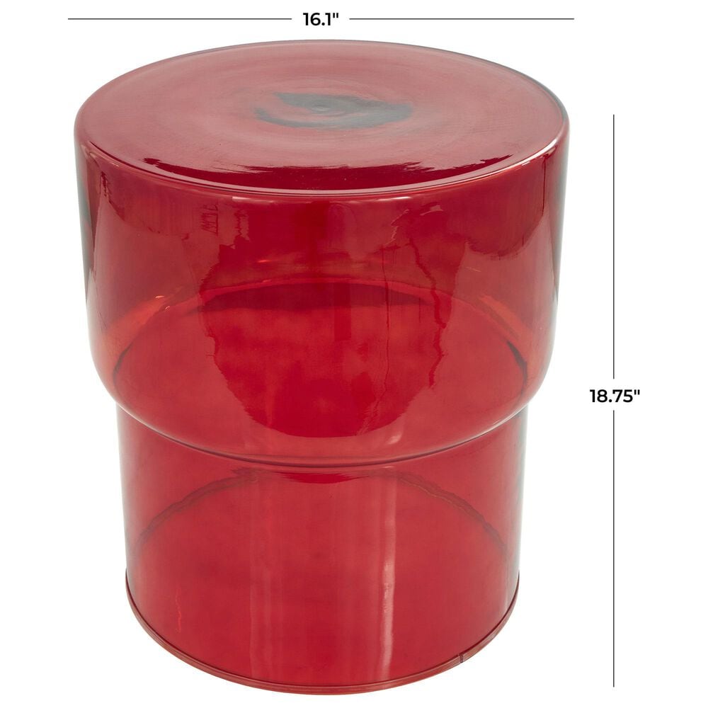 Maple and Jade Glass Modern Accent End Table in Red, , large