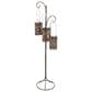 Maple and Jade Perforated Moroccan Standing Floor Scroll Candle Lantern with 3 Suspended Holders in Brass, , large