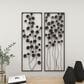 Maple and Jade 42" x 15" Metal Floral Wall Decor with Frame in Matte Black (Set of 2), , large