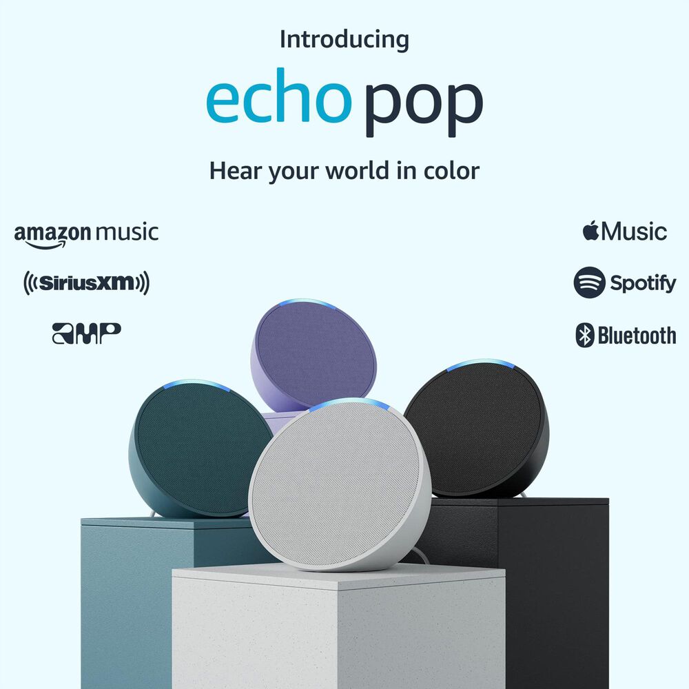 Echo Pop Full sound compact smart speaker with Alexa in Glacier  White