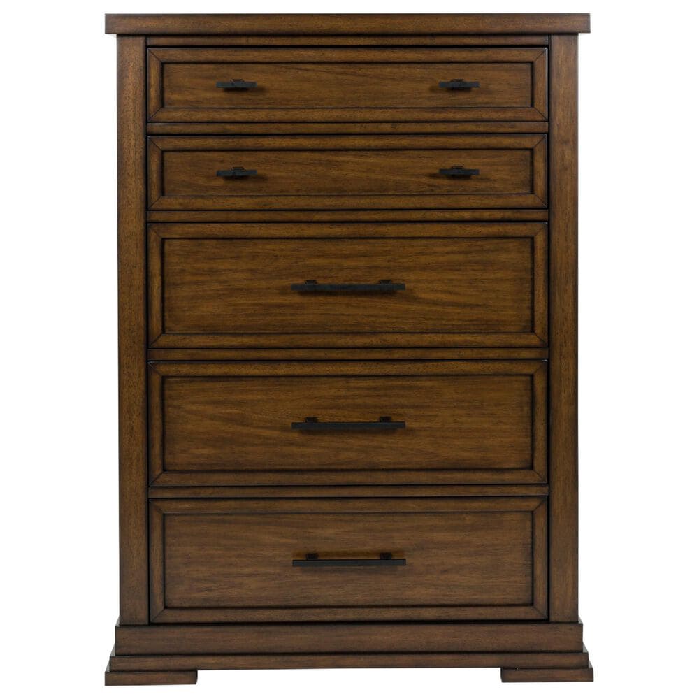 Ashley Taffenbrook 5-Drawer Chest in Medium Brown, , large