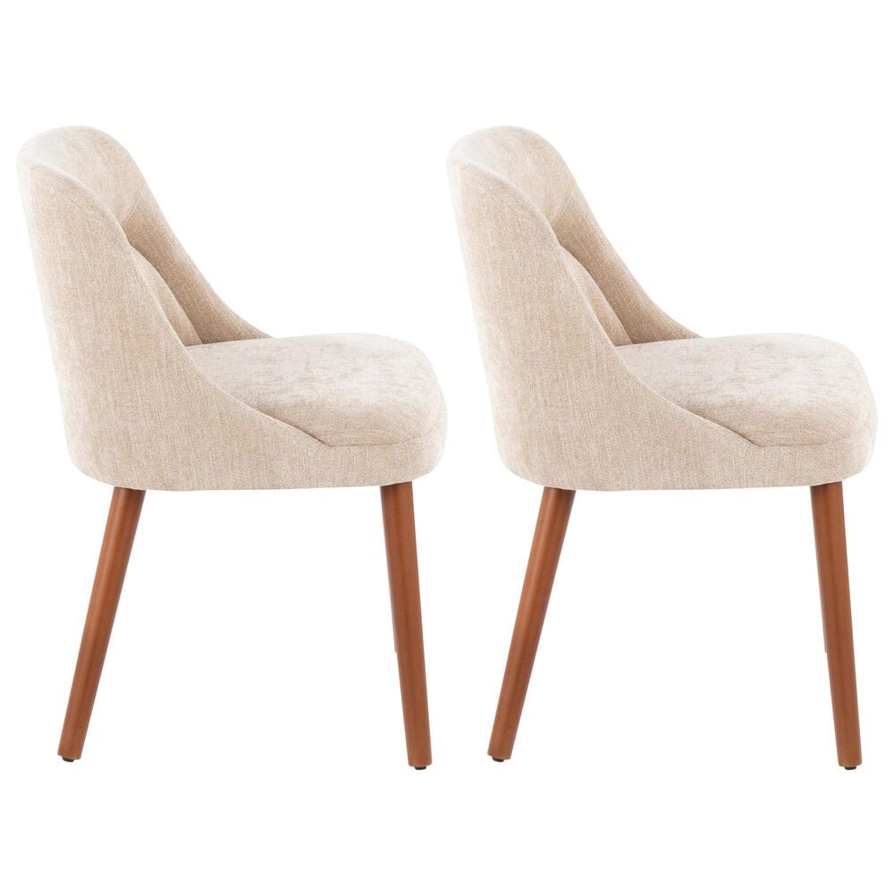 Lumisource Rina Side Chair with Light Brown Cushion in Walnut &#40;Set of 2&#41;, , large