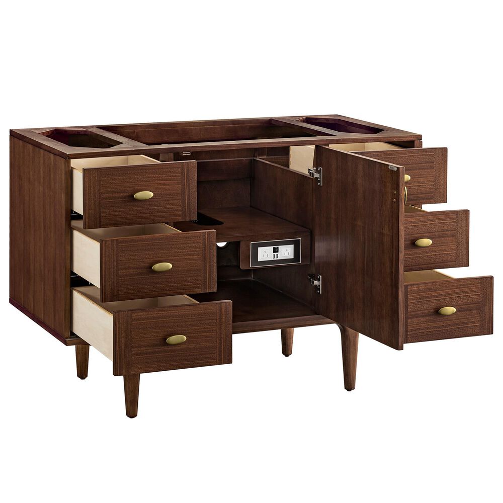 James Martin Vanities Amberly 48&quot; Single Bathroom Vanity in Mid-Century Walnut with 3 cm Lime Delight Quartz Top and Rectangular Sink, , large
