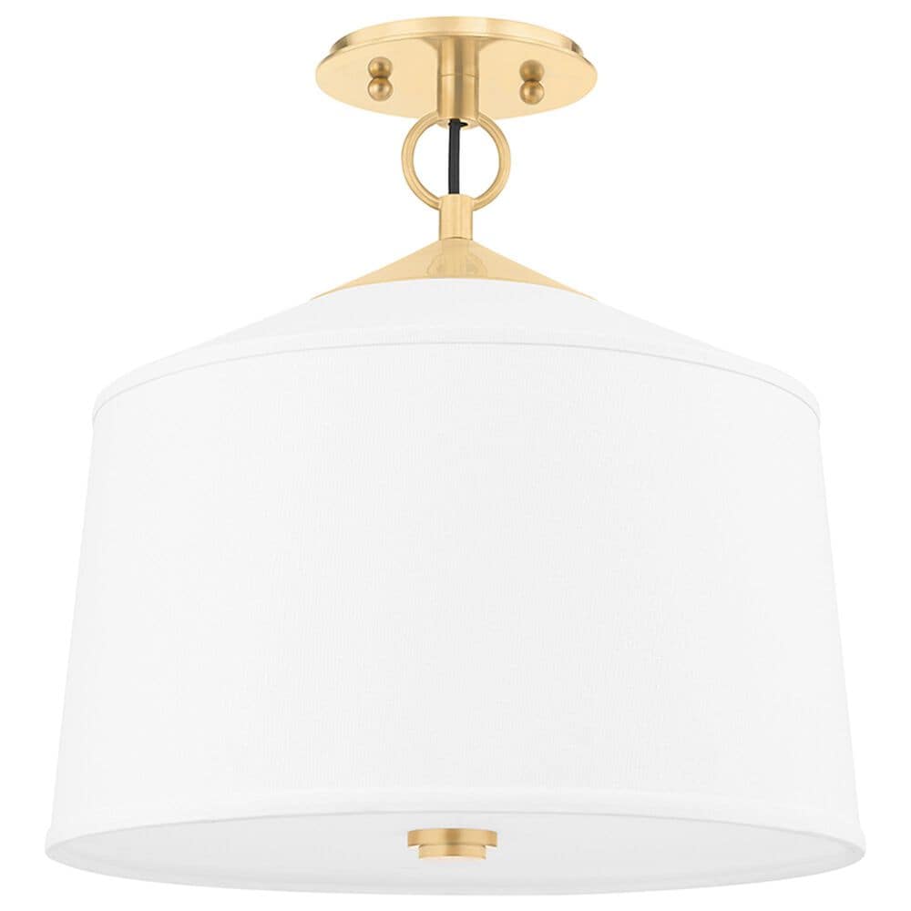 Hudson Valley Lighting White Plains 1-Light Semi-Flush in Aged Brass, , large
