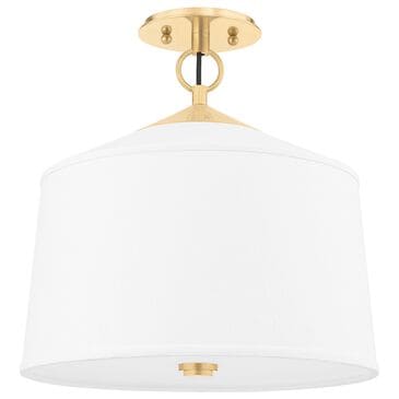 Hudson Valley Lighting White Plains 1-Light Semi-Flush in Aged Brass, , large