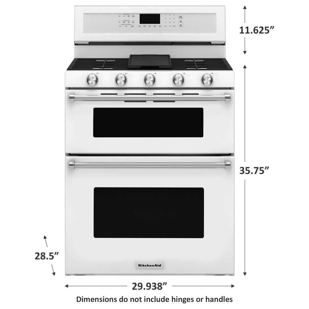 KitchenAid 30&quot; Gas Double Oven Convection Range in White, , large