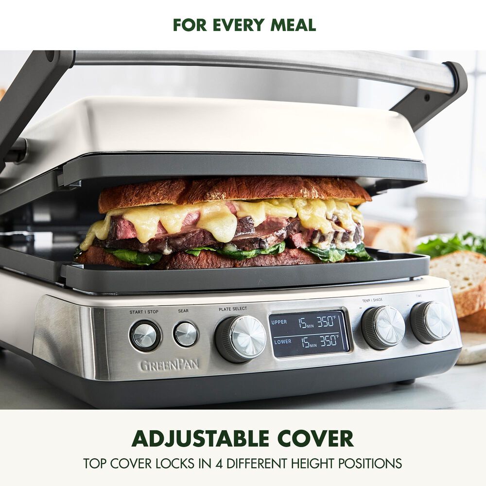 Green Pan Elite 14" Contact Grill and Griddle in Cloud Cream, , large