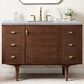 James Martin Vanities Amberly 48" Single Bathroom Vanity in Walnut with 3 cm Carrara White Marble Top and Rectangular Sink, , large