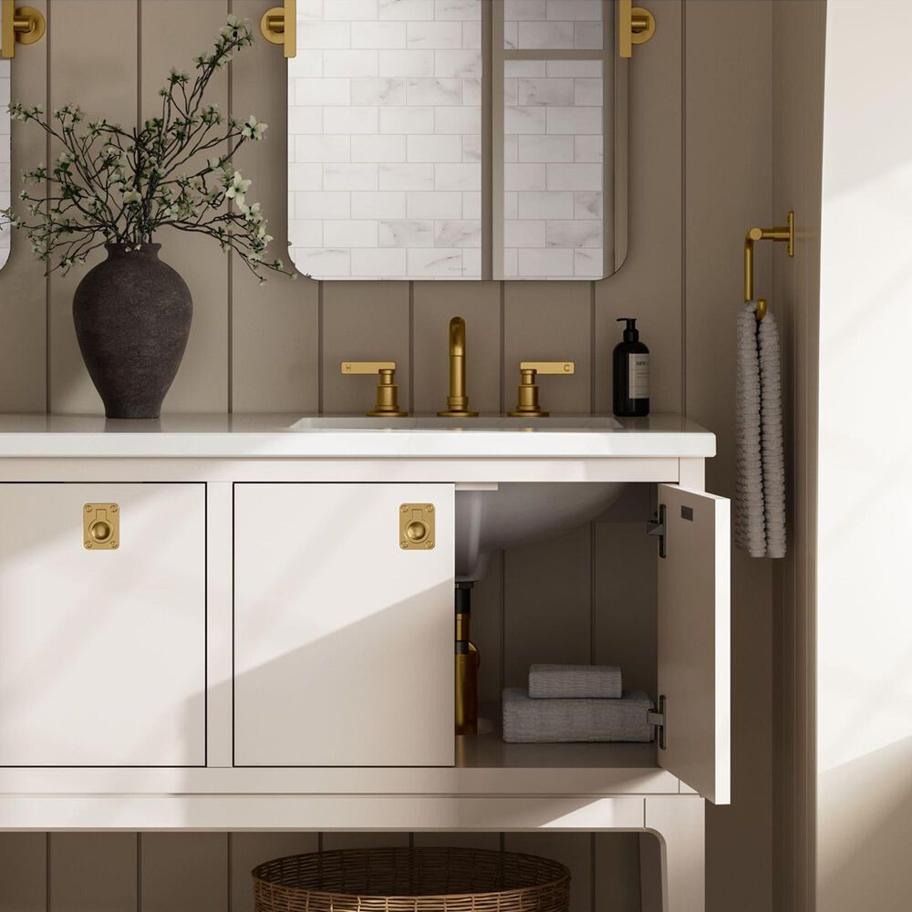 Kohler Seagrove 60" Double Bathroom Vanity in Light Clay with 3 cm White Quartz Top and Rectangular Sinks, , large