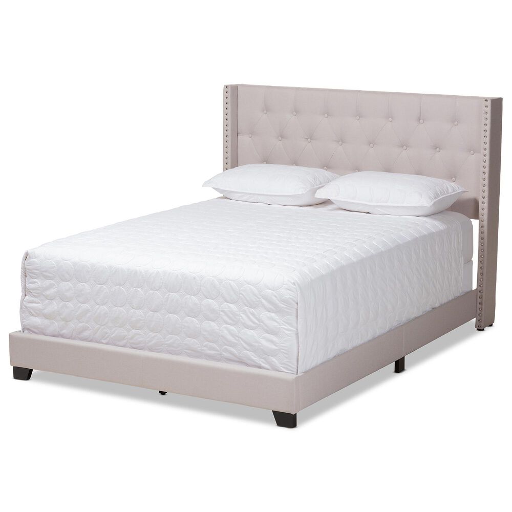 Baxton Studio Brady King Upholstered Bed in Beige, , large
