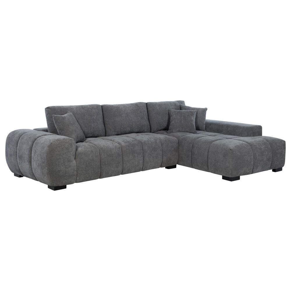 COASTER Octavia 2-Piece Stationary Right Facing Sectional in Charcoal Gray, , large