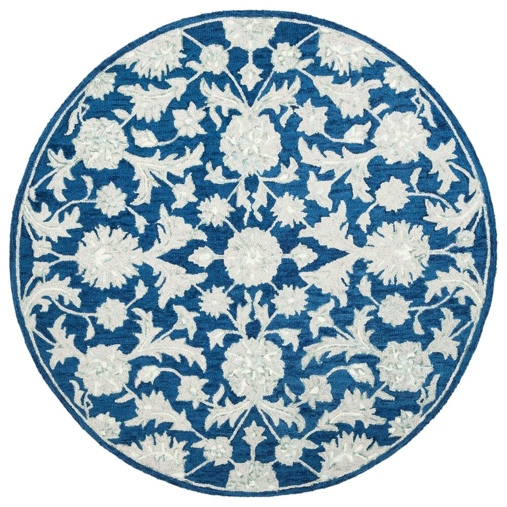 Safavieh Micro-Loop 5" Round Navy and Grey Area Rug, , large