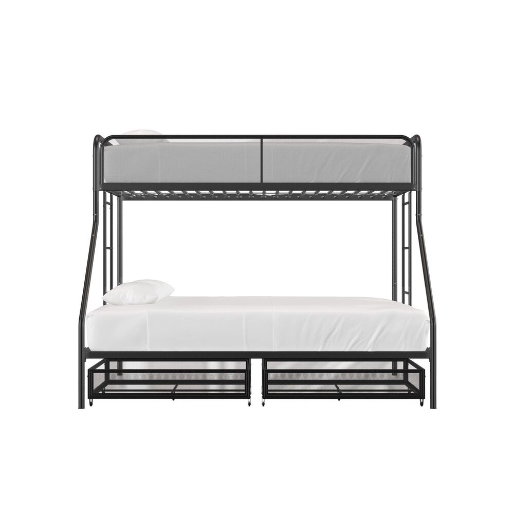 DHP Jaxon Twin over Full Bunk Bed with 2 Storage Drawers in Black, , large