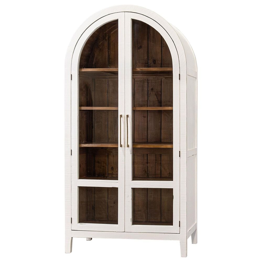 Ardent Home Julia  2-Door Display Cabinet in Rubbed White and Caramel, , large