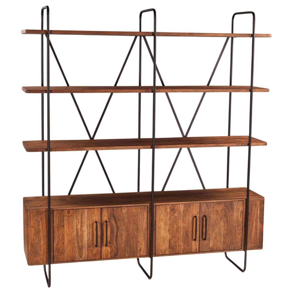Home Trends & Design Verbania 4-Shelf Bookshelf in Pecan Brown, , large