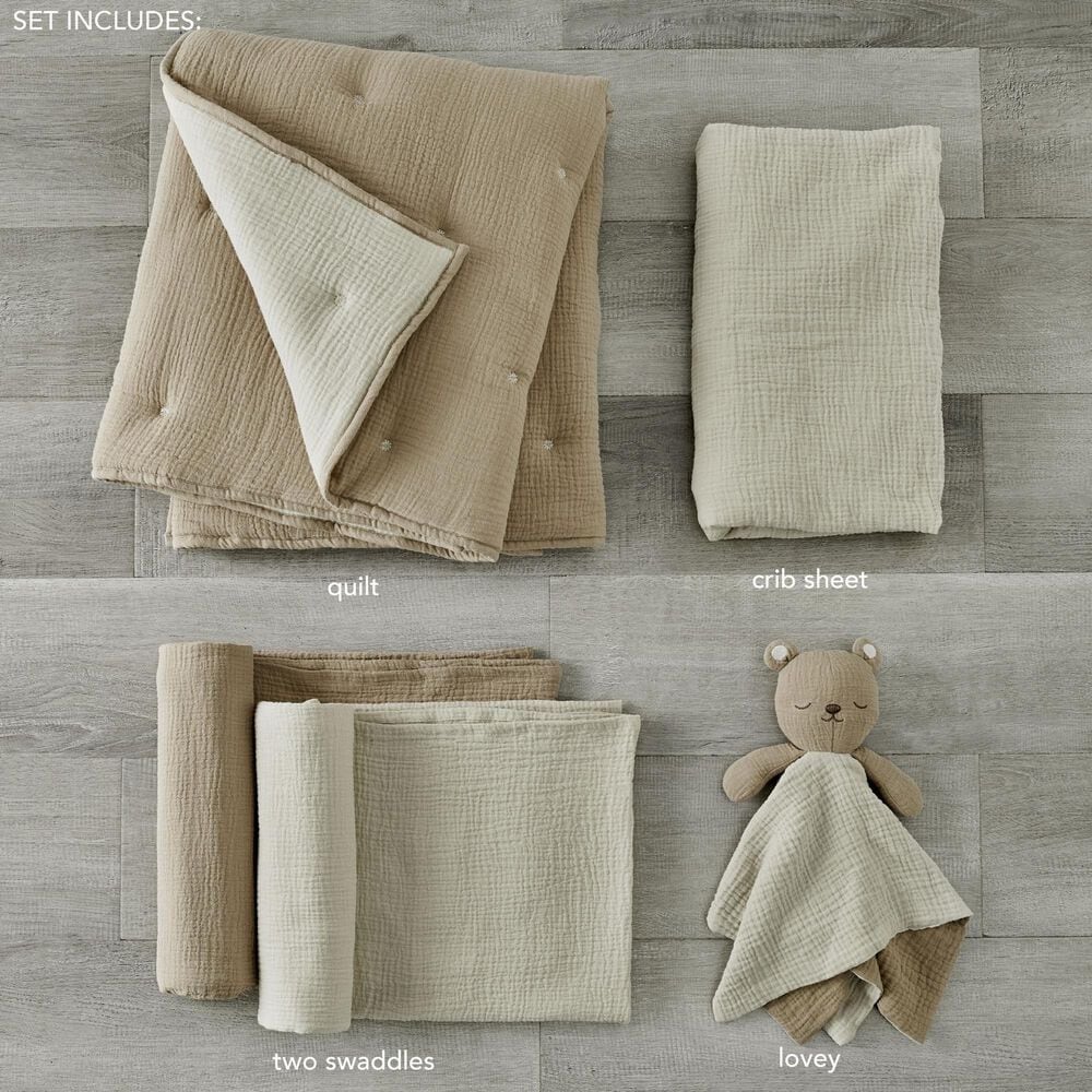 Levtex Cloud Muslin 5-Piece Bedding Set in Cocoa and Beige, , large