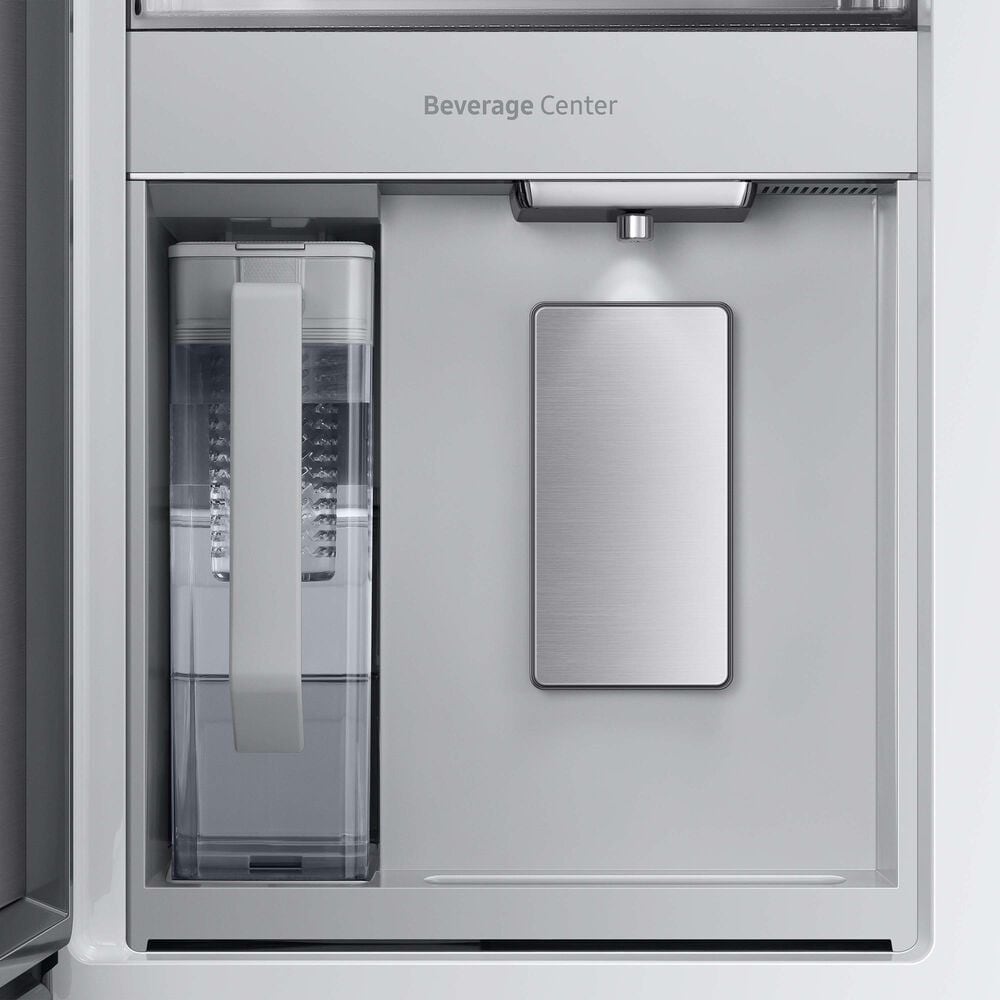 Samsung Bespoke Bespoke 23 Cu. Ft. Counter Depth French Door Refrigerator with Beverage Center - Morning Blue Glass Top Panel with White Glass Middle and Bottom Panels Included, , large