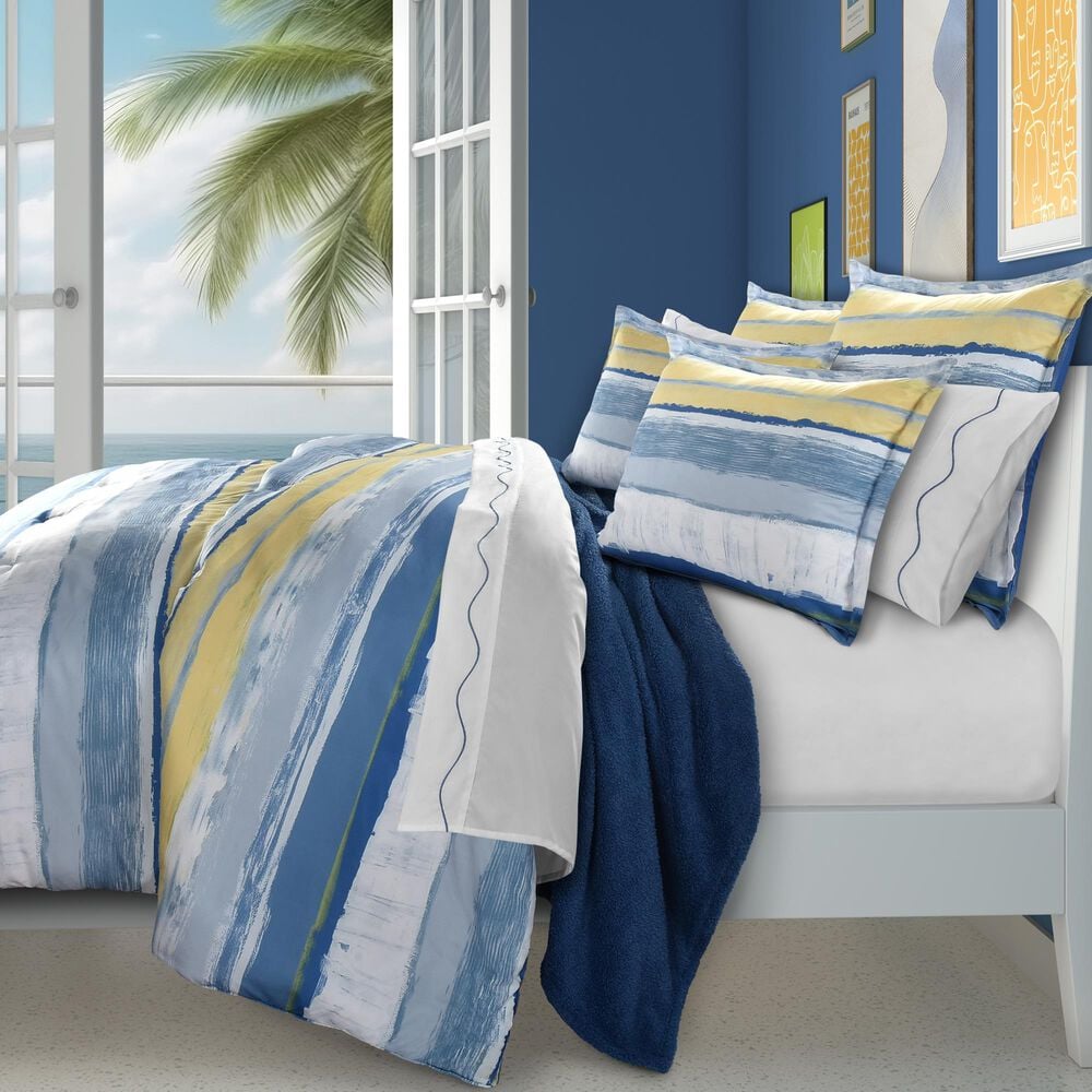 J. Queen New York Seashore 3-Piece King/California King Comforter Set in Blue, White and Yellow, , large