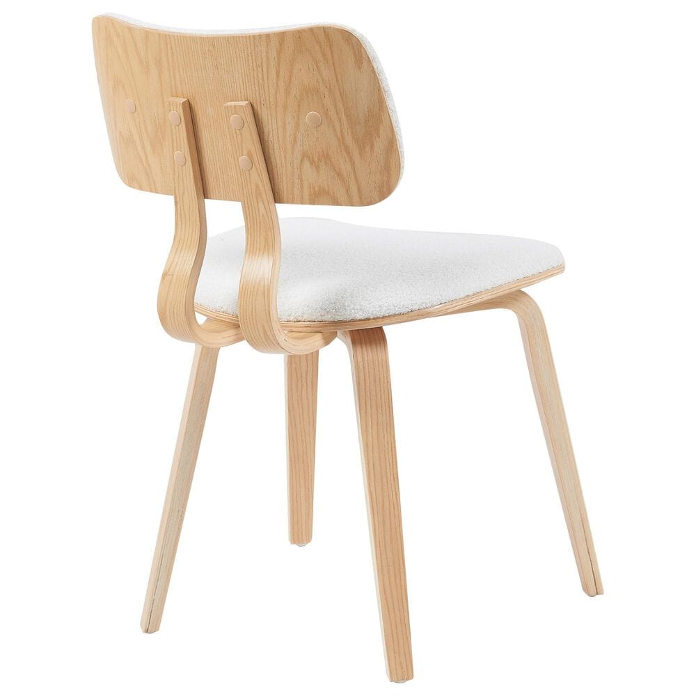 Armen Living Jaguar Side Chair with White Upholstery in Oak, , large