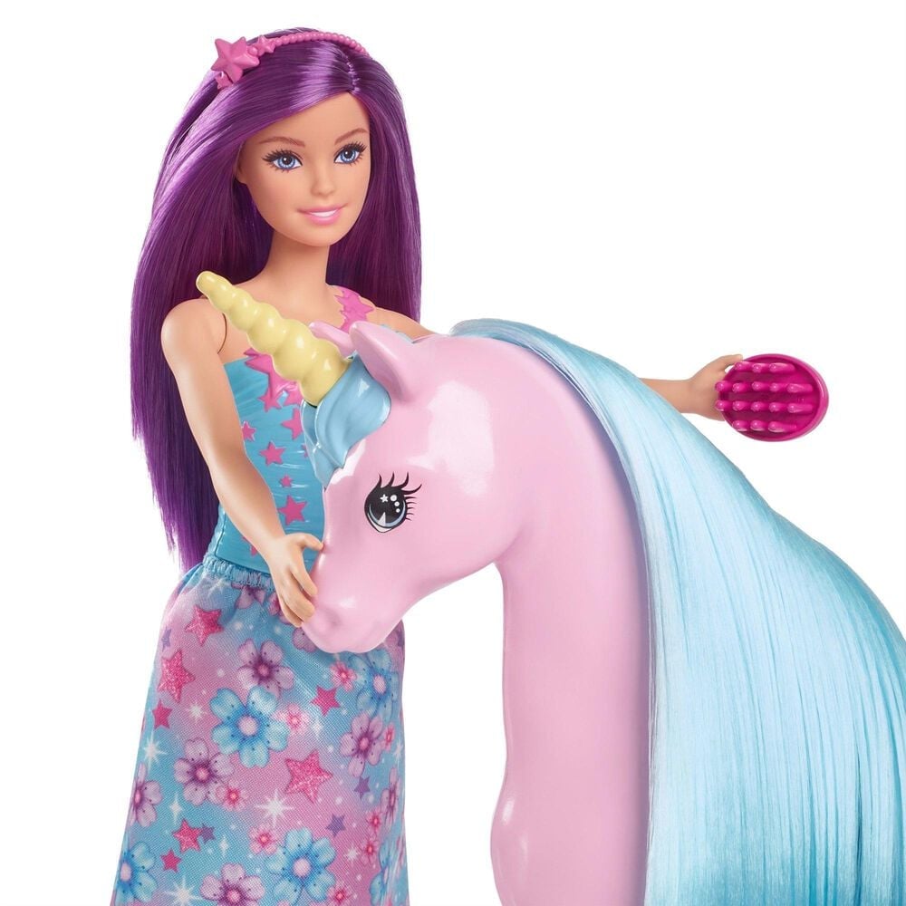 Barbie Magical Doll and Unicorn Toy Set in Turquoise, , large