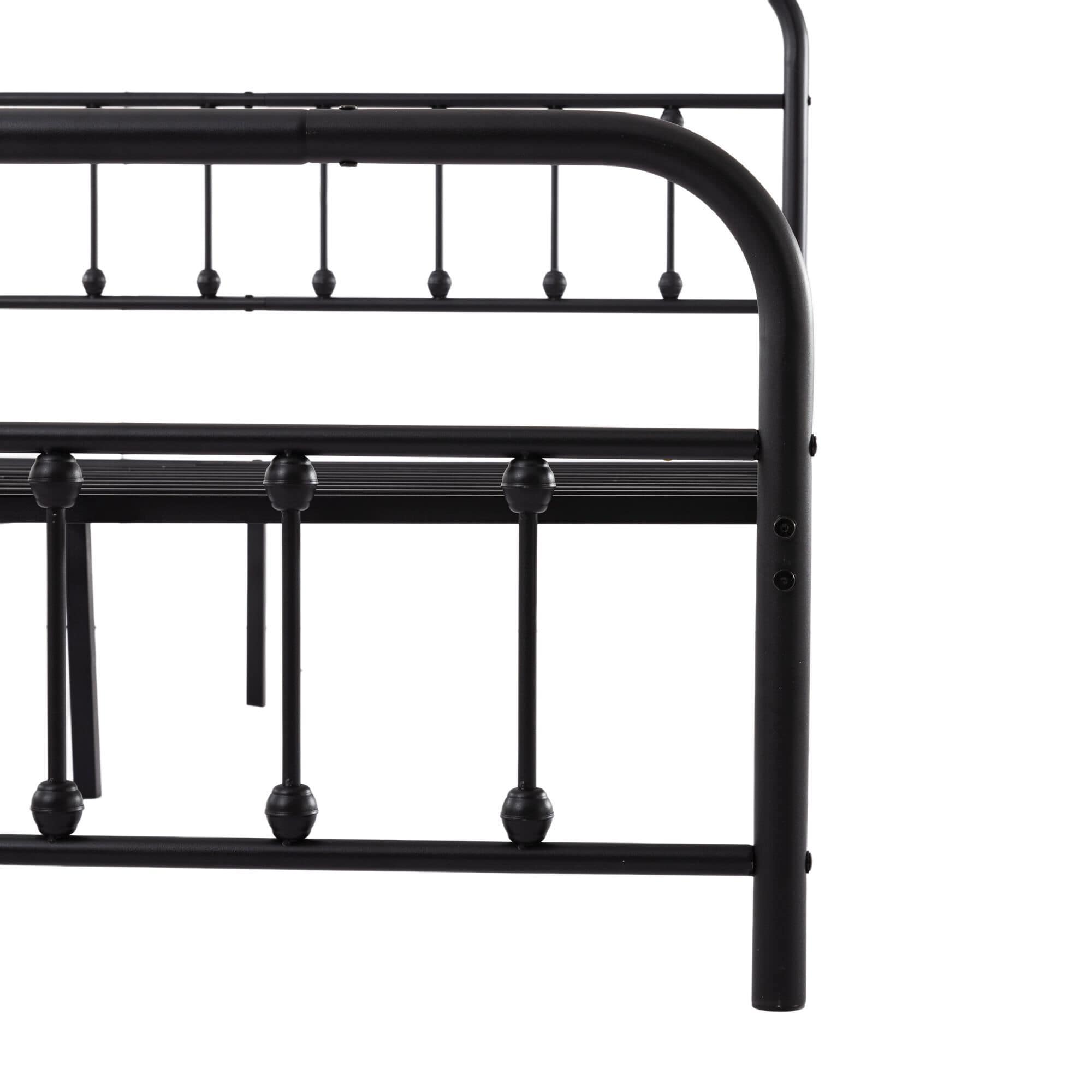 HOMLUX Queen Metal Bed Frame with Sturdy Slats in Black