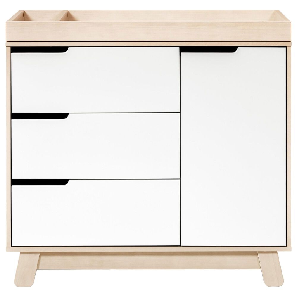 Babyletto Hudson 3 Drawer Changer Dresser in Washed Natural and White, , large