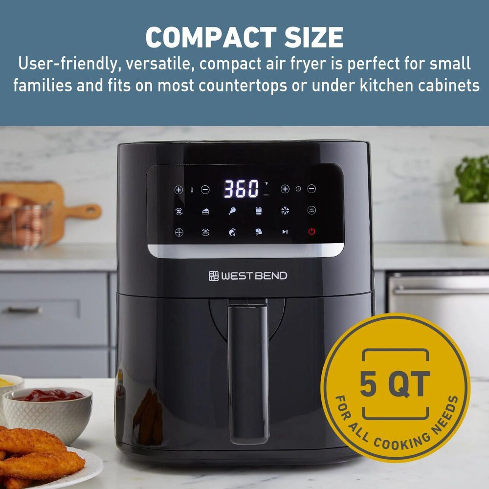 West Bend 5 Qt. Air Fryer with 10 Presets in Black, , large