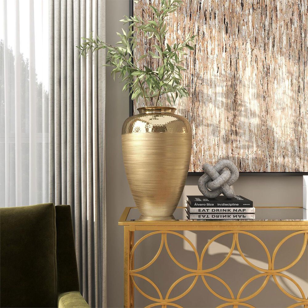 Maple and Jade 18&quot; Decorative Vase with Hammered Top in Brushed Gold, , large