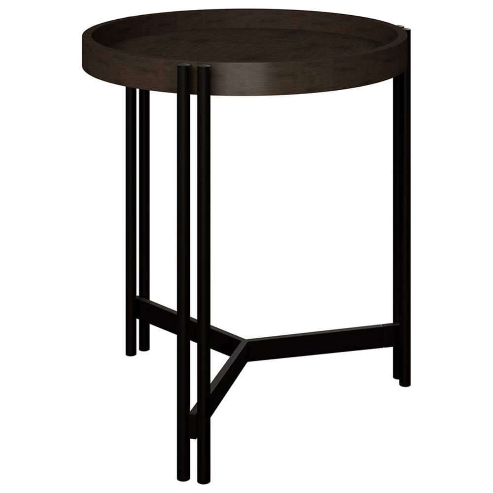 Golden Wave Furniture Huron Round Side Table in Dark Brown and Black, , large