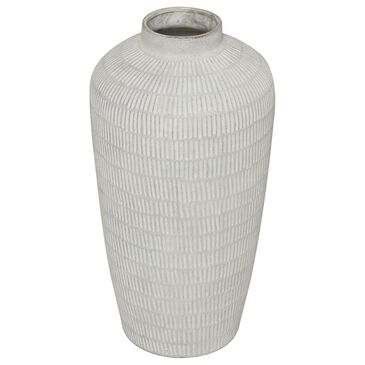 Maple and Jade 23" Decorative Vase with Linear Pattern in Distressed Cream, , large