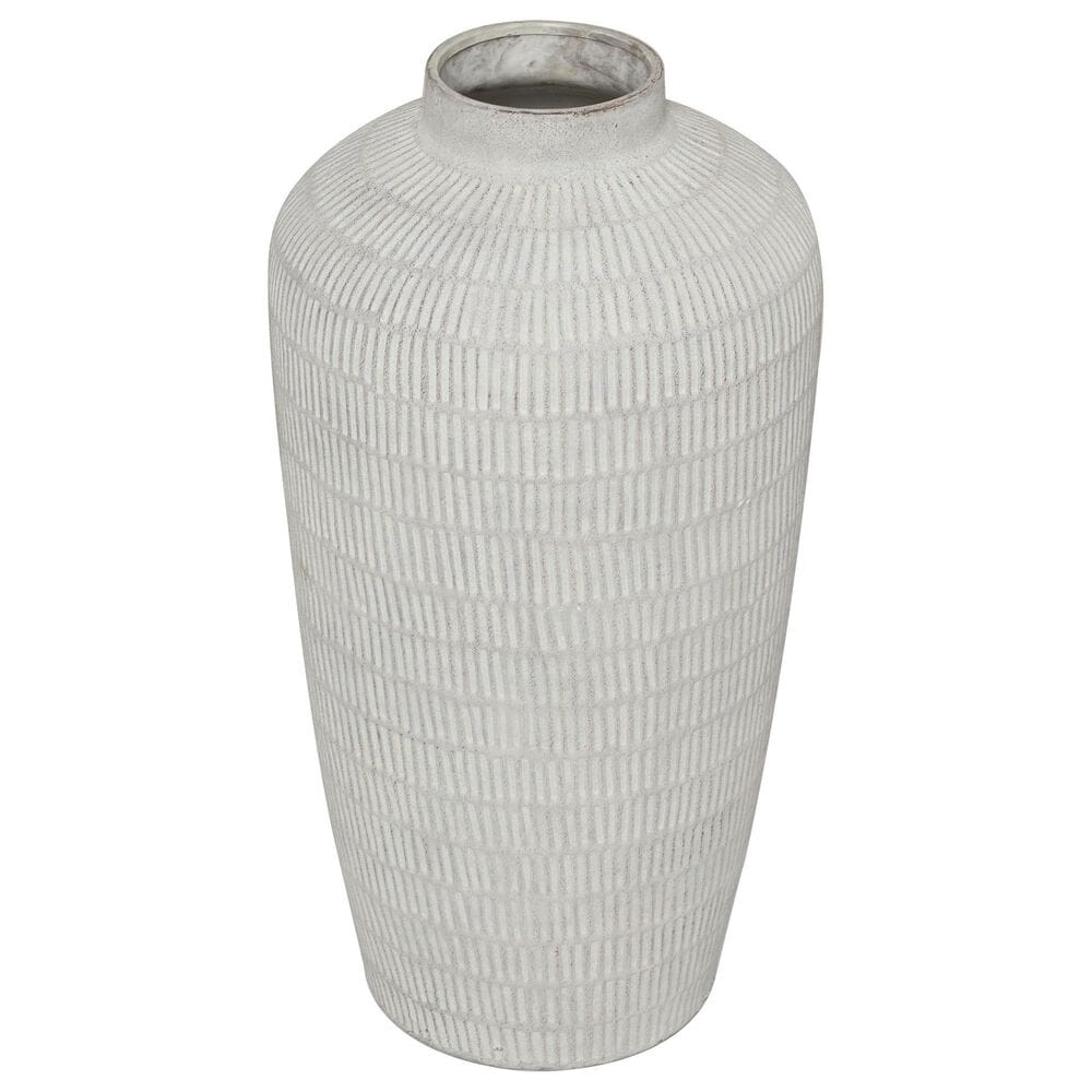 Maple and Jade 23" Decorative Vase with Linear Pattern in Distressed Cream, , large