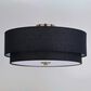 Vaxcel Burnaby 4-Light Semi-Flush Mount with Black Linen Shade in Matte Brass, , large