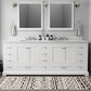 Lexora Home Dukes 84" Double Bathroom Vanity in White with 2 cm White Cultured Marble Top and Rectangular Sinks, , large
