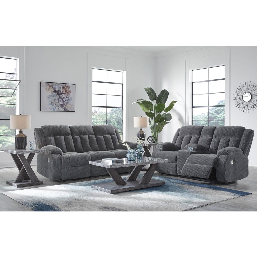 Ashley Observation Power Reclining Sofa with Drop Down Table in Steel Velvet, , large