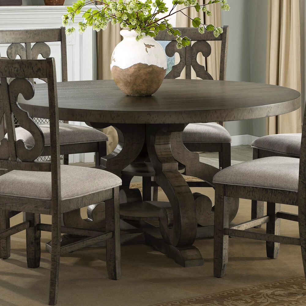 Mayberry Hill Stone Round Dining Table in Gray - Table Only, , large