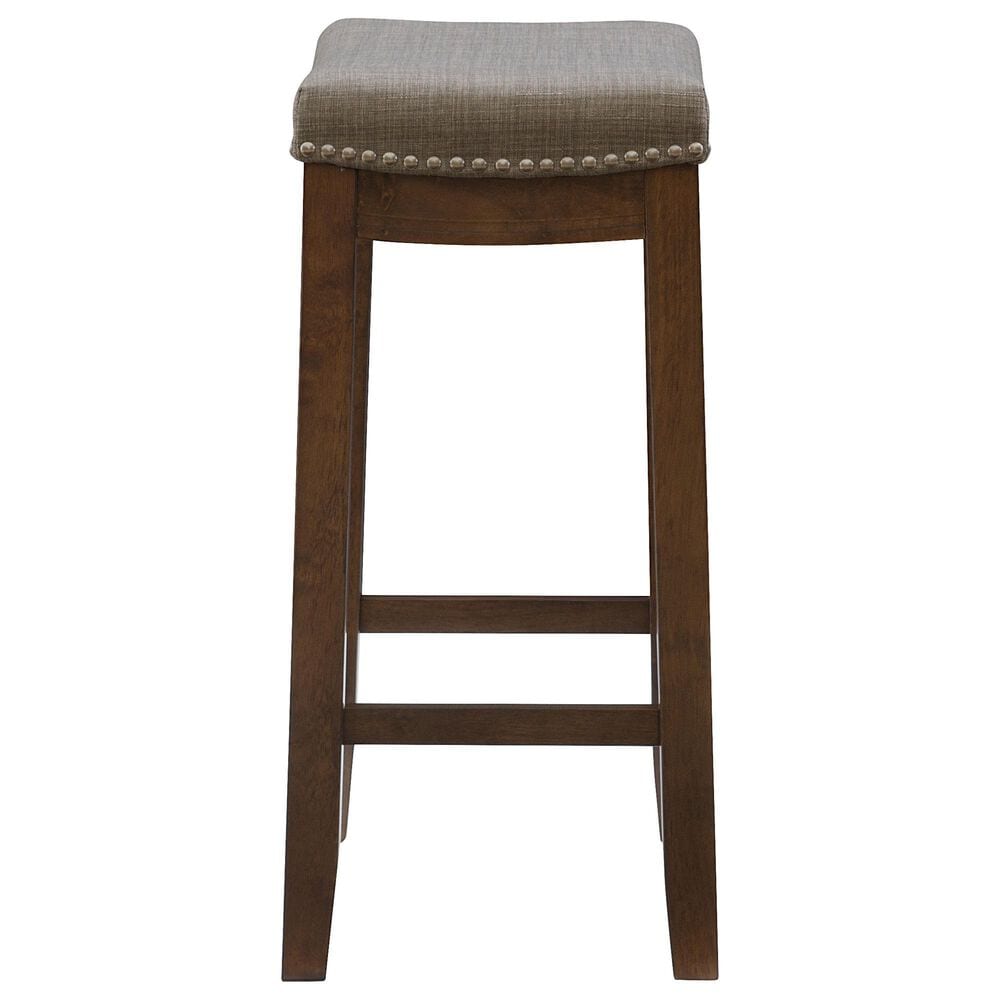 Linon Home Decor Claridge Counter Stool with Grey Cushion in Rustic Dark Brown, , large